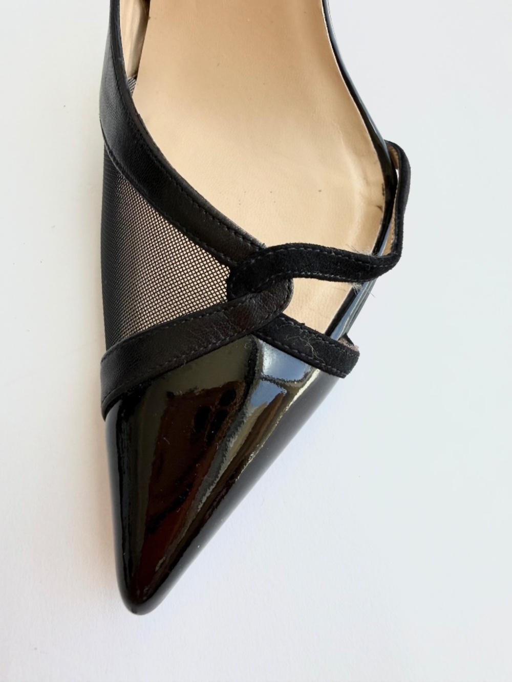 Christian Louboutin Mesh Patent Leather Heels Size 6 Black - Picture 3 of 8